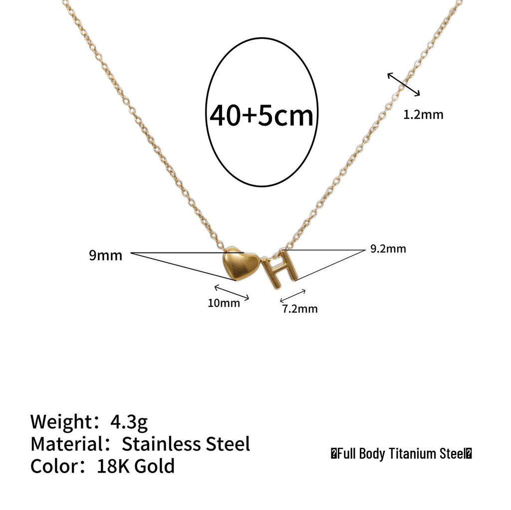 Herz Anhänger Halskette: 18K vergoldeter Edelstahl mit 26 englischen Buchstaben.