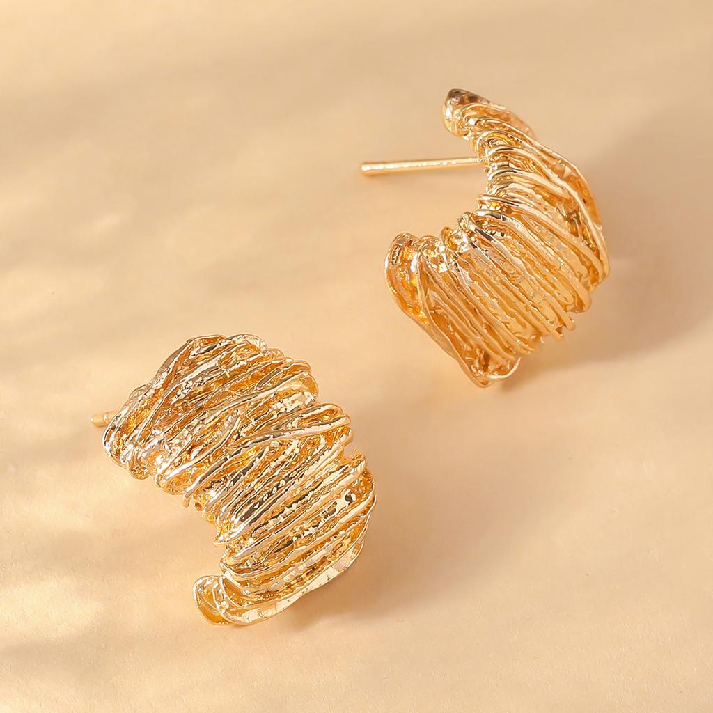 2PC Women's Fashion Geometric Wrinkle Earrings Zircon Accessories Suitable for Date, Party, Festival Gifts-1196