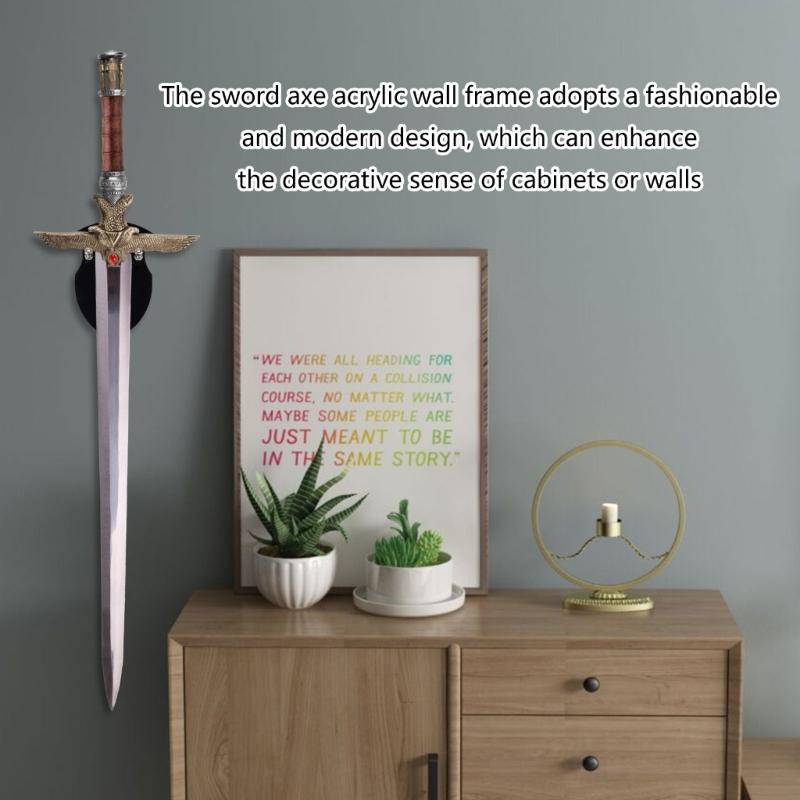 Set of 2 Acrylic Swords and Axes Storage Stand Wall Mount Vertical Display Rack for Home Decoration Swords Holder