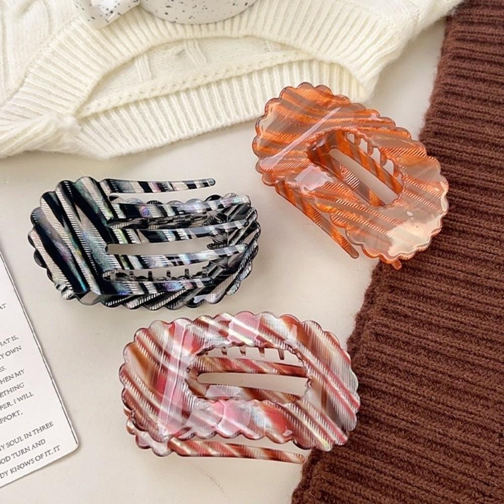 Elegant Large Size Hair Clip Premium PVC Flat Shell Side Clip Hollow Strip 9.5CM Headwear Daily Casual