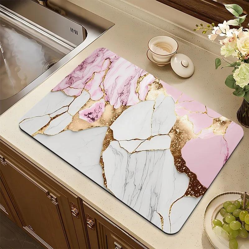 Kitchen Draining Mat Super Absorbent Tableware Pad Coffee Dish Drying Mat Sink Washstand Placemat Bathroom Kitchen Non-Slip Pad
