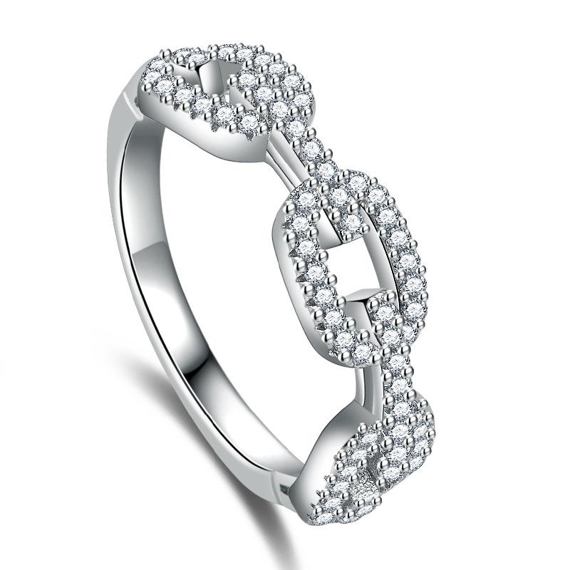 Lindon Classic Copper Alloy Zircon Ring Ladies Jewelry Wedding Promise Party Gift