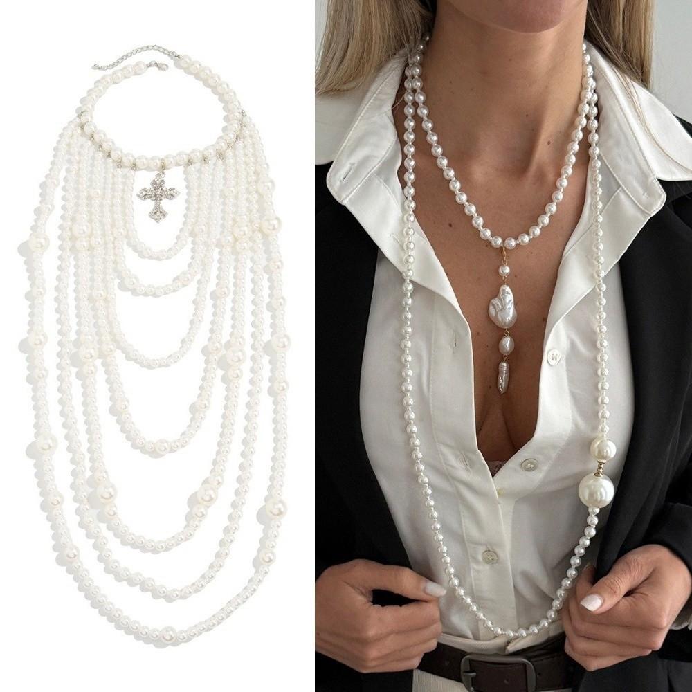 Fringe Sweater Chain Retro Decorative Necklace NEW Long Bead Chain Necklace  Unisex Accessory