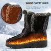 New Faux Rabbit Fur Lined High-Cut Women's Snow Boots, Velcro Waterproof Casual Winter Shoes