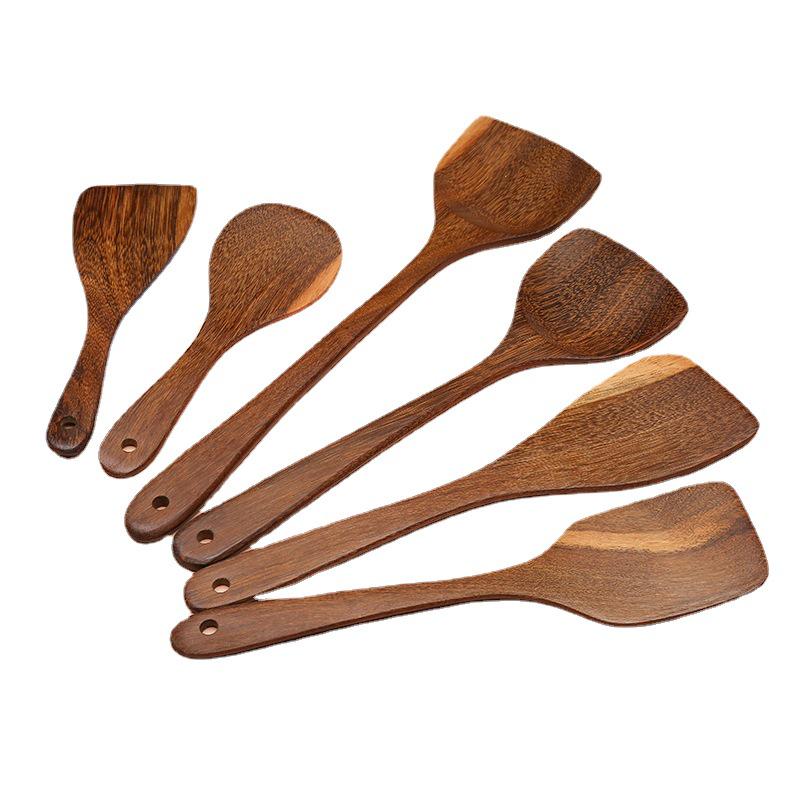 Long Wooden Handle Non-Stick Cooking Shovel with Hanging Hook - Customizable Logo Option