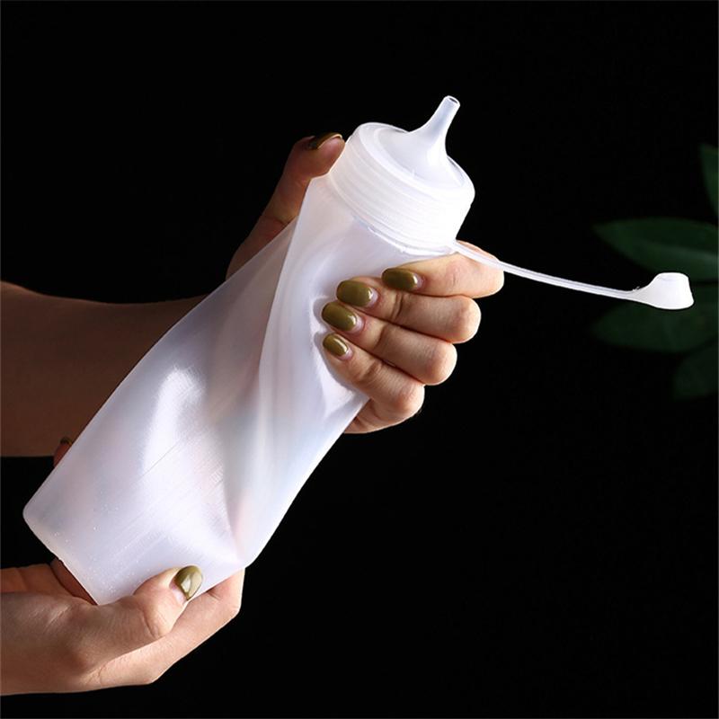 12/16/24oz Condiment Plastic Squeeze Bottle For Ketchup Oil Dispenser Transparent Salad Sauce Bottles Seasoning Kitchen Gadgets