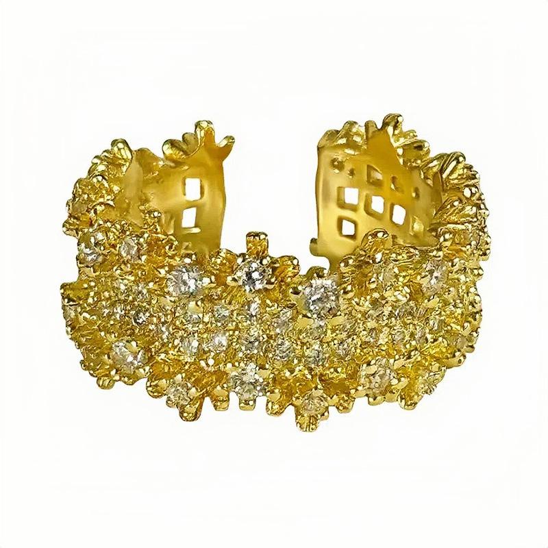 Heavy Industry Wide Edition Gypsy Zir*****Pen Ring Women'S Light Luxury High Sense Exquisite And Unique Fashion Index Finger Ring