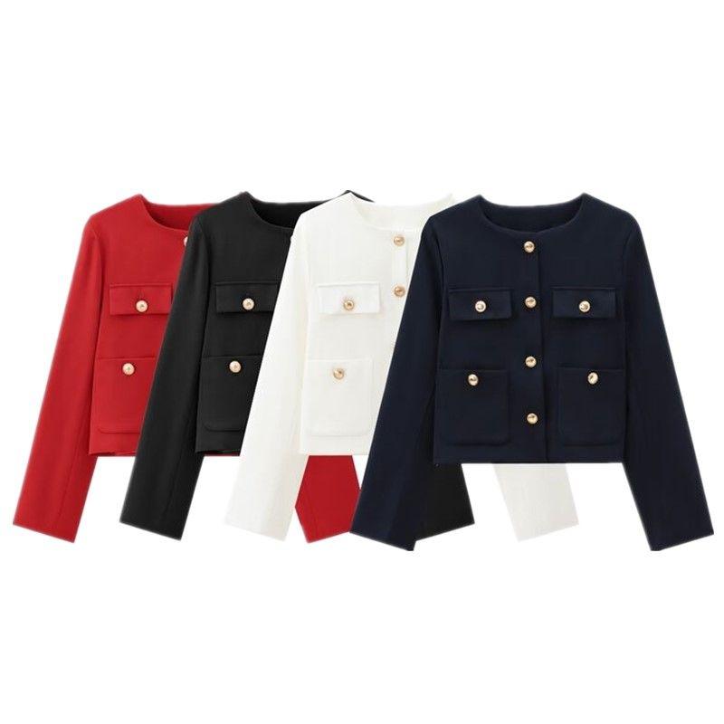 Fashion Style 2024 Autumn New Arrival Women's Easiest for Match Slim Looking Classic Style Gold Button Short Outwear 8630555