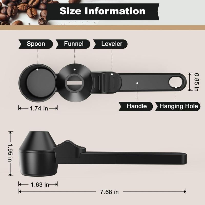 Reusable Coffee Scoops And Funnel Set 2 Tbsp Measuring Tool For Ground Coffee Protein Powder Leak Proof Ergonomic Designs