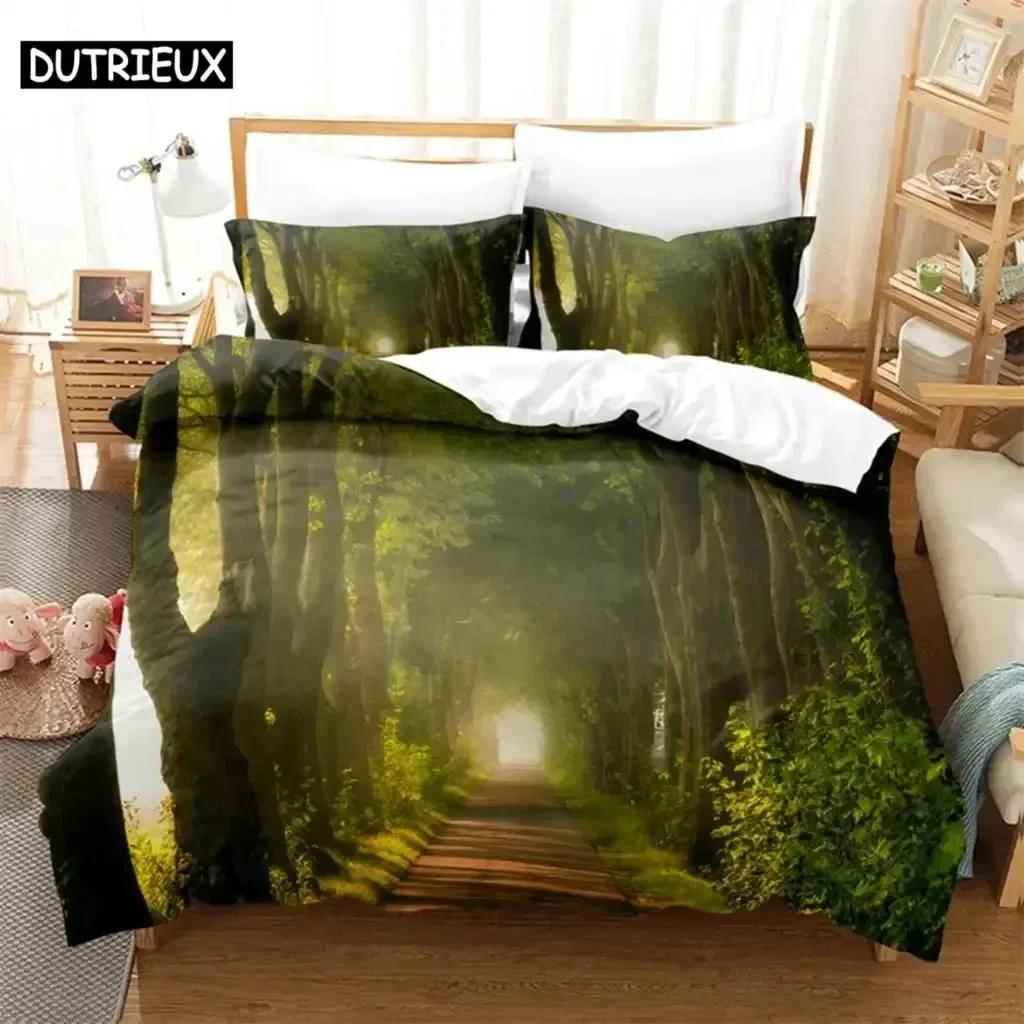 Luxuriös Neu 3D-Druck Dichter Wald Bequemer Bettbezug Kissenbezug Bettwäscheset Kinder Schlafzimmer Dekoration Heimtextil