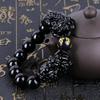 Pulsera de pareja con sutra del corazón de obsidiana Pi Xiu doble para hombre y mujer, regalo para atraer riqueza y buena suerte