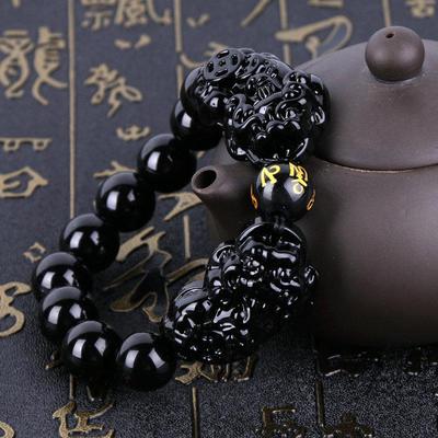 Gift Double Pi Xiu Obsidian Heart Sutra Couple Bracelet for Man and Women Attract Wealth Good Luck Jewellery
