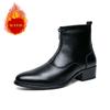 Fashion Designer Brand Men's Genuine Leather Shoes Fashion High Top Shoes Men's Short Boots Zipper Pointed Cotton Shoes New Boots