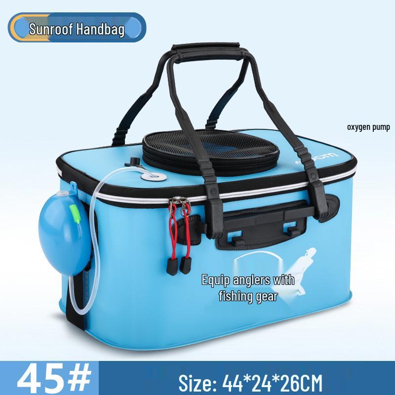 Folding Fish Guard Bucket: One-Piece Fishing Gear Set with Live Fish Storage