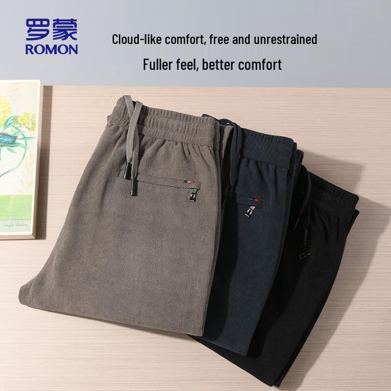 ROMON Men's Straight-Leg Warm Casual Pants