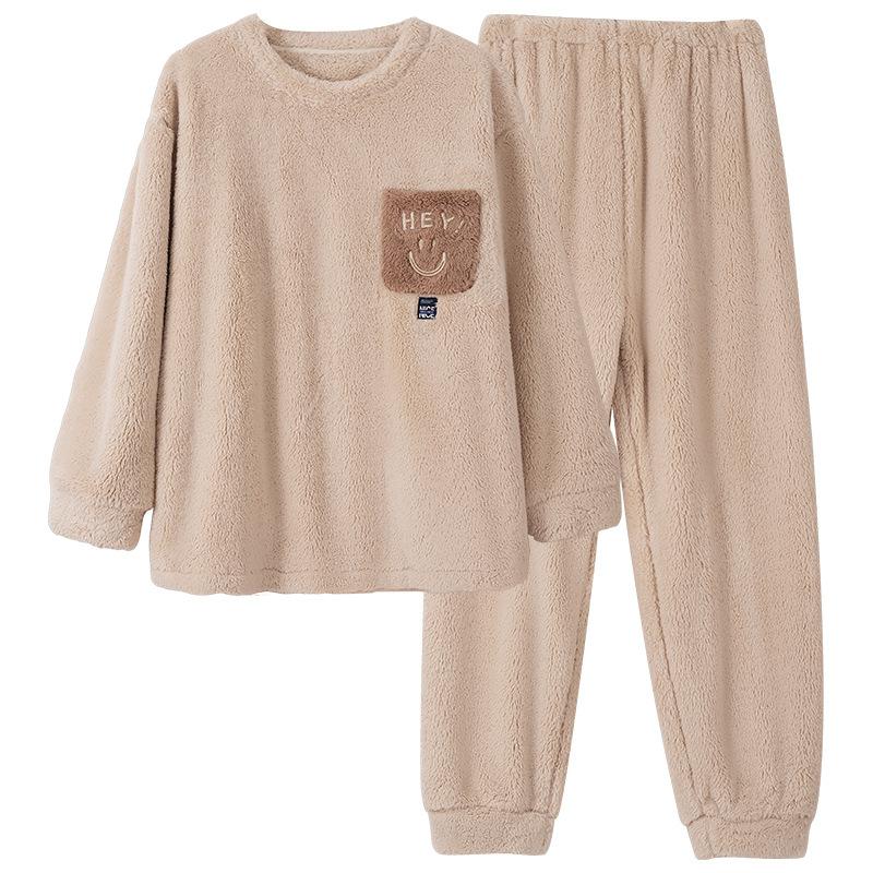 Couple Pajamas Autumn And Winter Winter Coral Fleece Thickened Fleece Flannel Men'S And Women'S Cute Loungewear Set