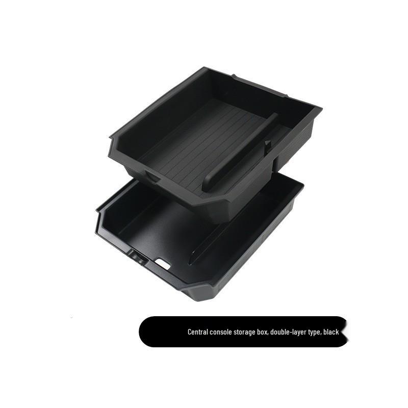 Double-Layer Storage Box & Glasses Holder for Tesla Refreshed Model Y/M3/YL Center Console