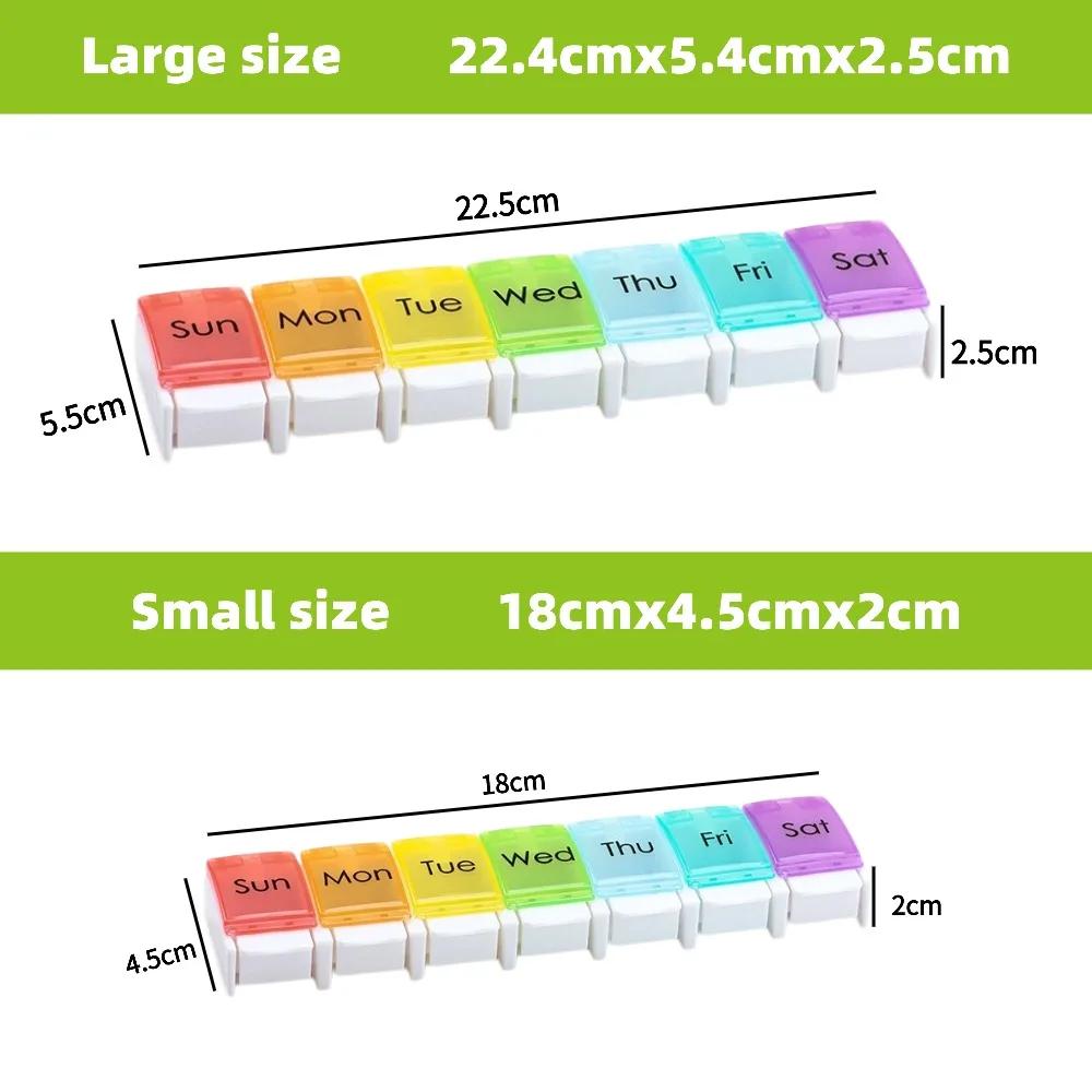 New Hot Premuim Rainbow Weekly Pill Organizer Box 1 Time A Day Daily 7 Day Pill Case Storage for Vitamin Fish Oils Supplements