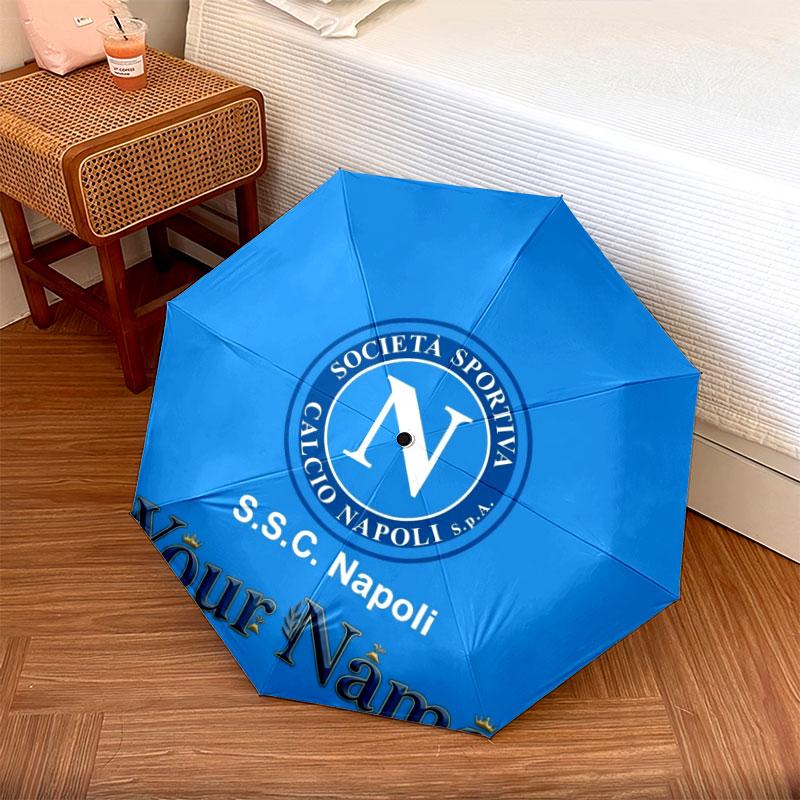 1 PC Automatic Folding Umbrella - SSC Napoli Custom Name Pattern, Portable & Foldable Design with 8 Ribs, Christmas Birthday Gifts
