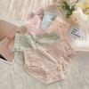 Plus Size Ladies Spring and Summer Lace Cotton File Comfortable Breathable No Mark Middle Waist Triangle Briefs