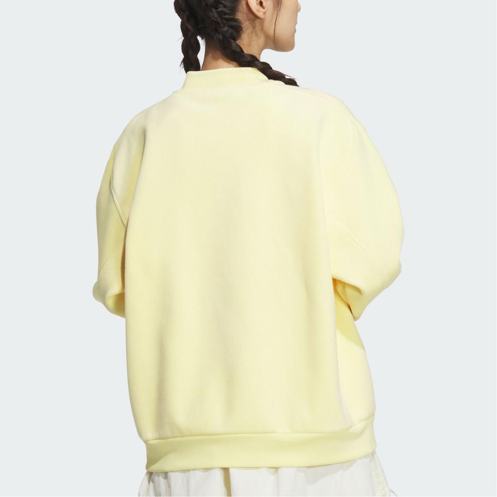 Adidas Lounge Bonded Warm Solid Color Casual Comfortable Loose Long Sleeve Jacket Women Jackets Yellow JJ3702
