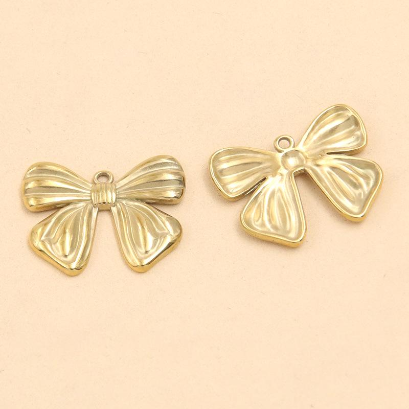 Stainless Steel Bowknot Pendant - Creative DIY Jewelry Accessory, Vacuum Plating, Handmade, Hot Selling