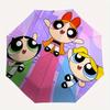 Powerpuff Girls Automatic Folding Windproof Umbrella with Sturdy Iron Frame, Portable Compact Travel Umbrella All-Season Use Parties 0807066