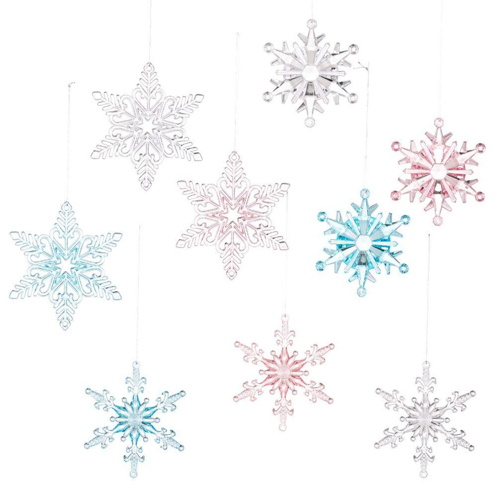 Crystal Snowflake Acrylic Snowflake Pendant Transparent Xmas Tree Ornaments  New Year Celebration