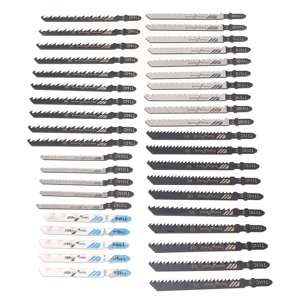 40Pcs Jigsaw Blade 6 Types High Speed Steel Reciprocating Sabre Saw Cutting Tool for Wood