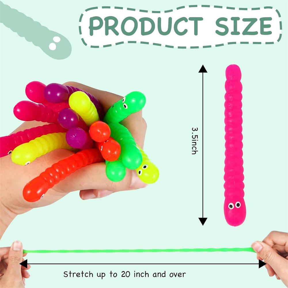 Colored Caterpillar Pull Worm Noodle Fidget Toys Stretch String TPR Rope Anti Stress String Stress Relief Autism Vent Toys