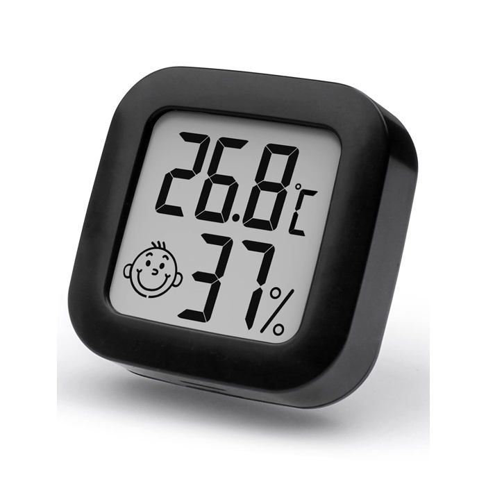 Mini Thermomètre Hygromètre Digital Intérieur Noir - Précision ±1°C, 10–99% RH, CR2032