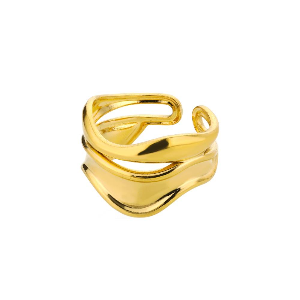 Anéis Abertos Minimalistas de Aço Inoxidável Para Mulheres Cor Dourada Anel Estético de Casamento Acessórios de Joias de Designer Anel BFF
