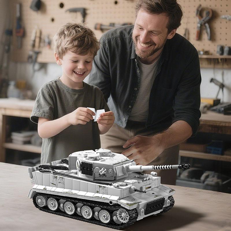 Military Army 1:28 Tiger Heavy Tank MOC Building Model Bricks Sets Creative Blocks Toys Festival Gift For Adult Friend 1628+pes