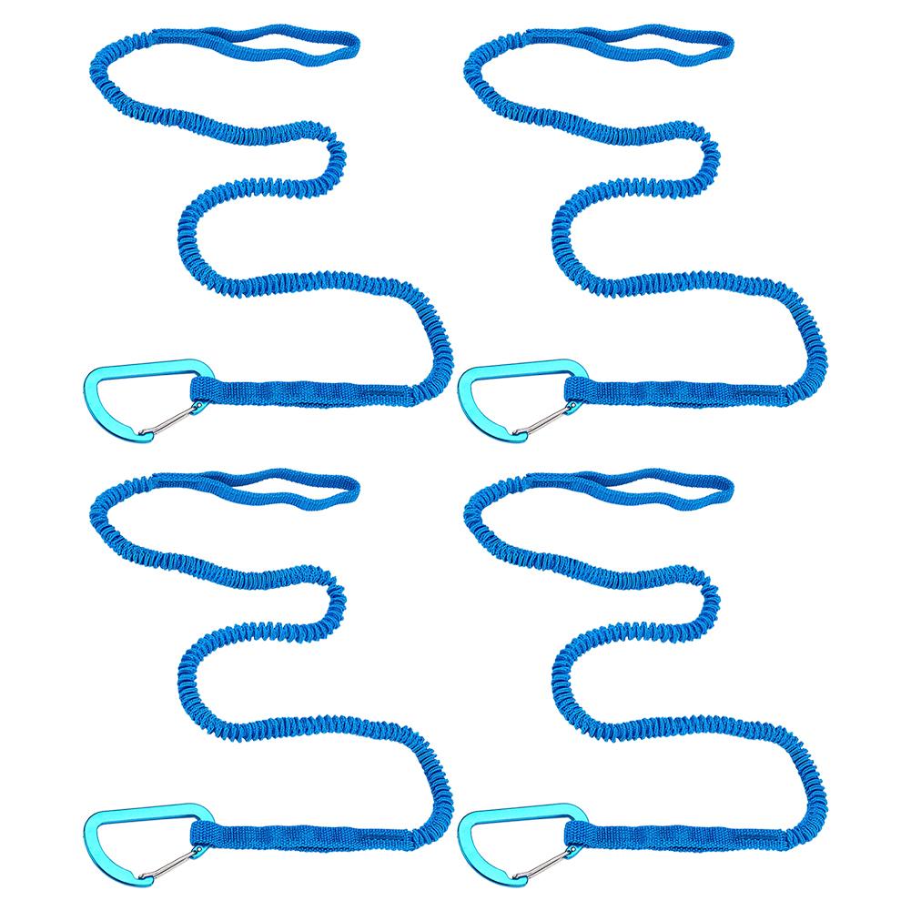 4/2/1pc Adjustable Elastic Kayak Rod Lanyard Canoe Paddle Leash Fishing Rod Leash Safety Rope Carabiner Rowing Boats Accessories