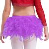 Girls Dance Performance Costume Sparkly Rhinestones Tops Unique Irregular Shoulder Crop Top Feather Detail Briefs Set