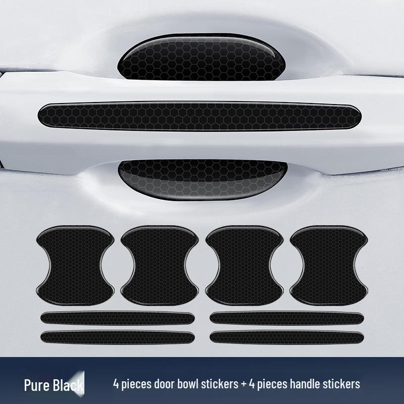 Black Reflective Rhombus Car Door Handle Protector: Anti-collision, Anti-scratch, Wear-resistant Sticker