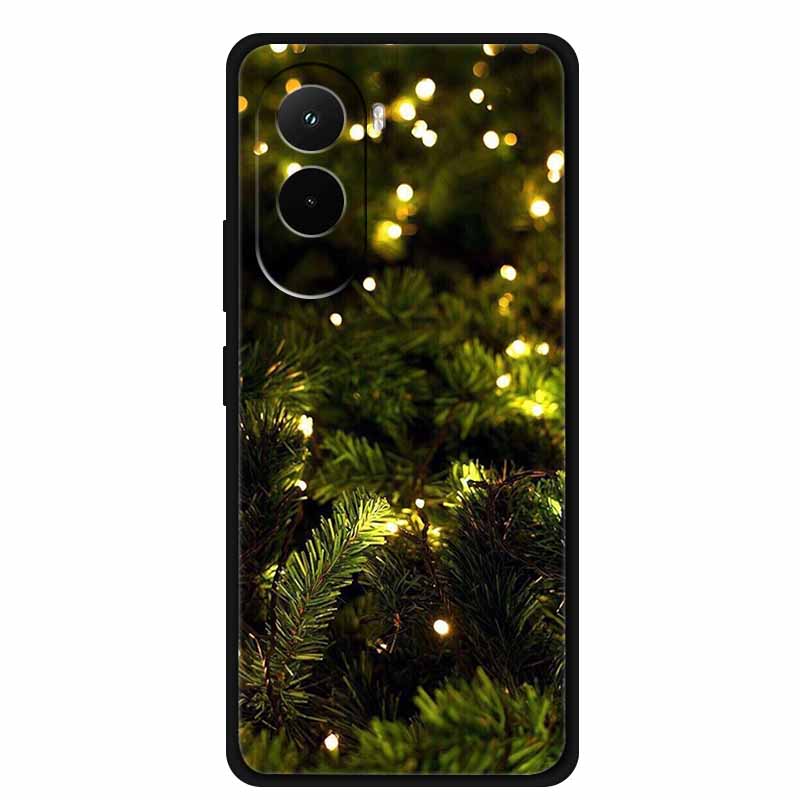 Christmas Phone Case For Poco M7 4G Case Christmas Tree Black Silicone Bumper For Xiaomi Poco M7 4G Cover PocoM7 Cartoon Coque