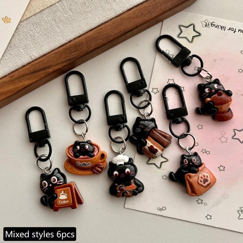 Black Cat Keychain Cute Cartoon Bag Pendant Keychain for Backpack Wallet Handbag Girlfriend Gift