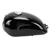 Motorcycle Gas Fuel Petrol Tank Retro Metal Fuel Tank with Cap Universal for Motorbike Glossy Black Paint