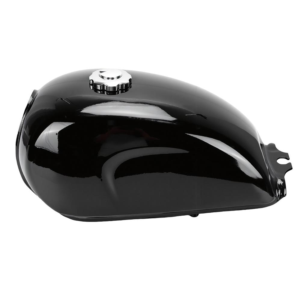 Motorcycle Gas Fuel Petrol Tank Retro Metal Fuel Tank with Cap Universal for Motorbike Glossy Black Paint