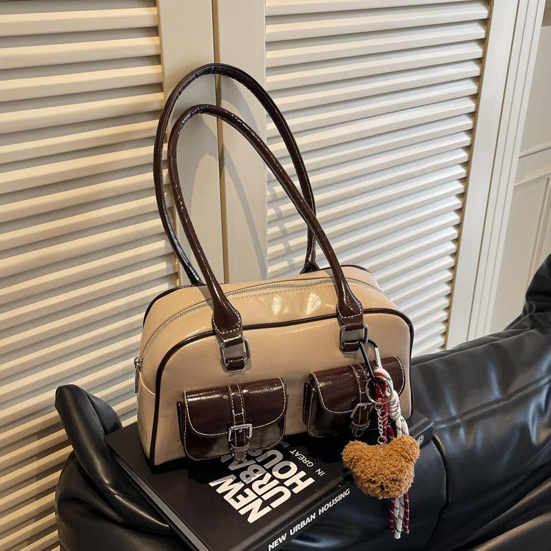 

Bags bags women s bags 2025 new Korean version fashion shoulder bag ins Internet celebrity contrasting color versatile shoulder pillow bag бордовий