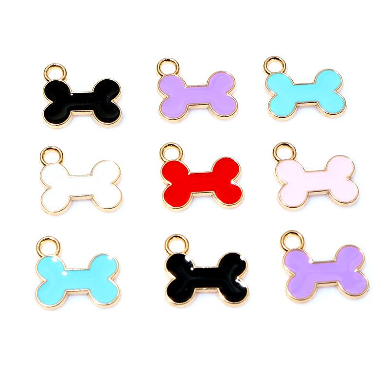 20pcs 12x13mm Enamel Bone Charms Pendant Small Cute DIY Jewelry Making Accessories for Bracelet Earrings Keychains 