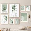 Abstract Line Girl Face Monstera Leaf Green Arched Nordic Posters And Prints Art Canvas Painting Wall Pictures Living Room Decor