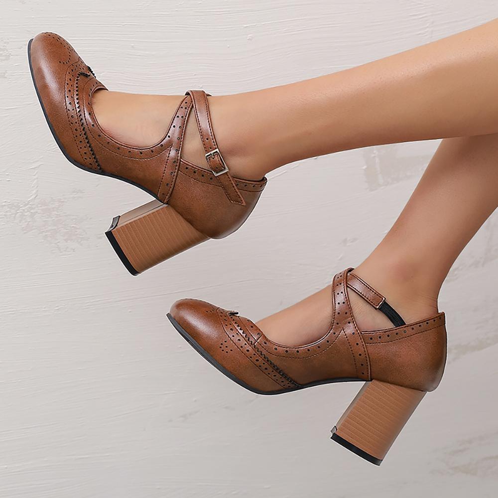 Scarpe Décolleté Donna Mature Punta Tonda Tacco Largo Alto Scarpe Eleganti Taglie Forti 46 50