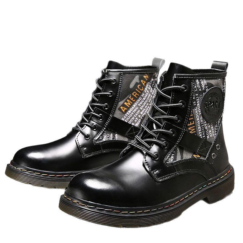 Martin Boots Big Yellow Boots High Top Men's and Women's Shoes Long Tube Tooling Velvet Locomotive European and American Height Increase Versatile Co