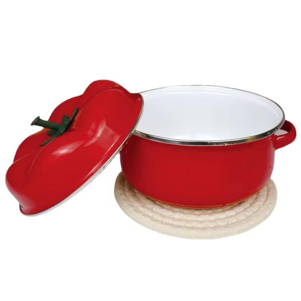 1.6/2L Tomaten Emaille Topf mit Deckel Suppentopf Küchenzubehör Kasserolle Nudel