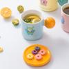 Cute Mug Cartoon Ceramic Cup with Lid Couple Coffee Cup High Looking Student Drinking Water Cup Breakfast Cup