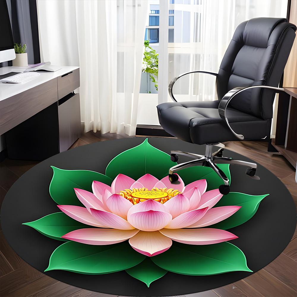 1pc Lotus Flower Chair Carpet for Office, Round Non Slip Durable Large Size Office Carpet, Suitable for Office