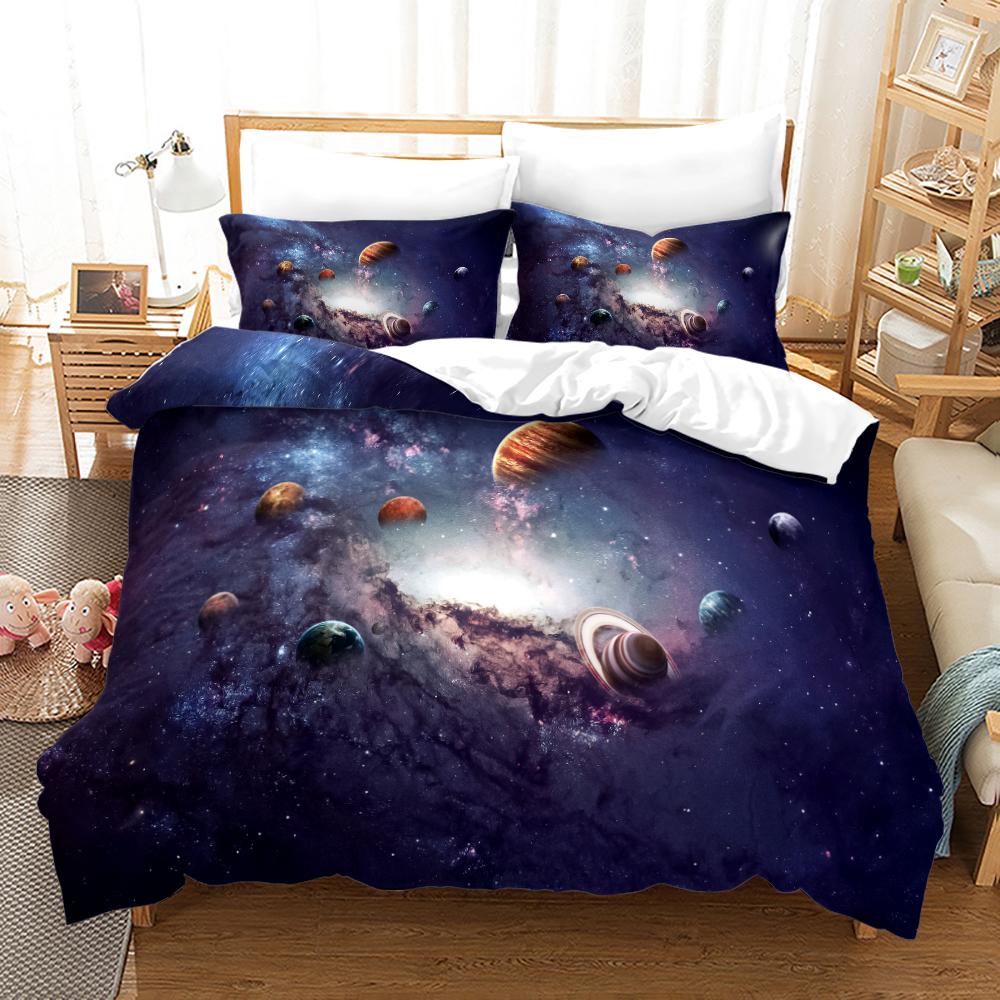 Space Galaxy Bedding Set Bedspread Single Twin Full Queen King Size Sky Milky Way Planet Bed Set Aldult Kid Duvetcover 06