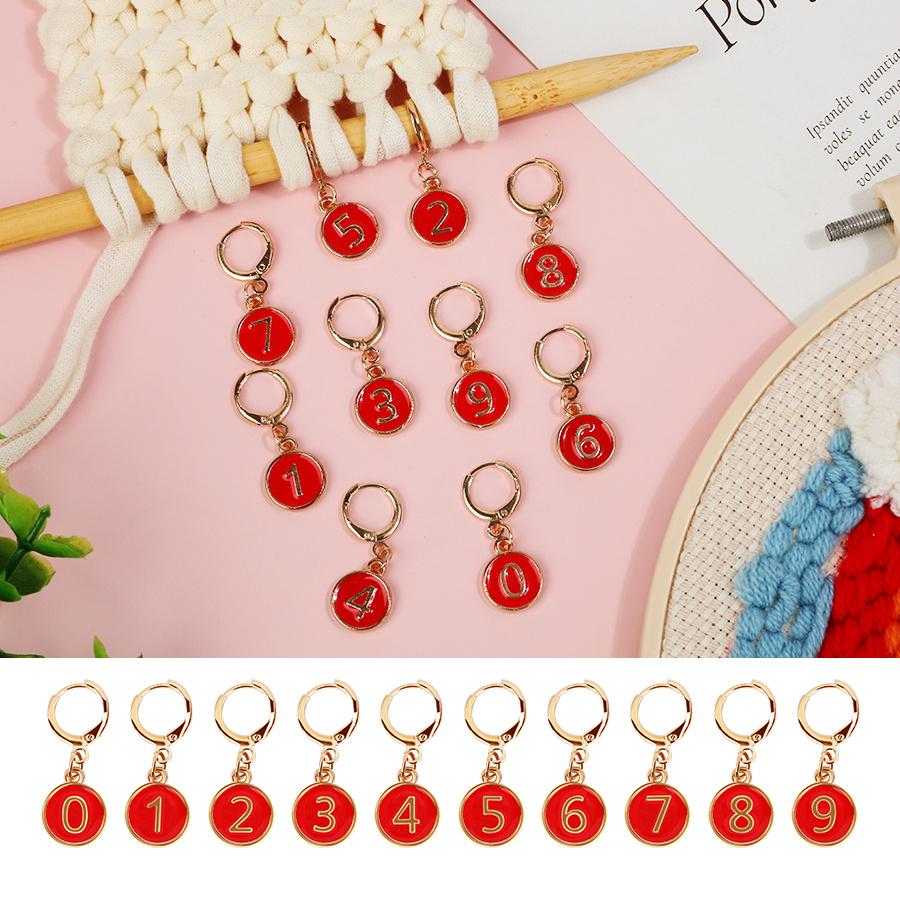 10pcs Number Markings Knitting Tools Metal Knitting Crochet Locking Stitch Markers Sweater Stitch Needle Clip Counter